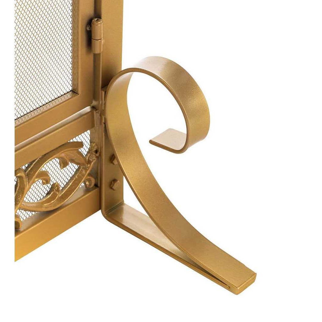Plow & Hearth Small Cast Iron Scrollwork Fireplace Fire Screen with Doors
