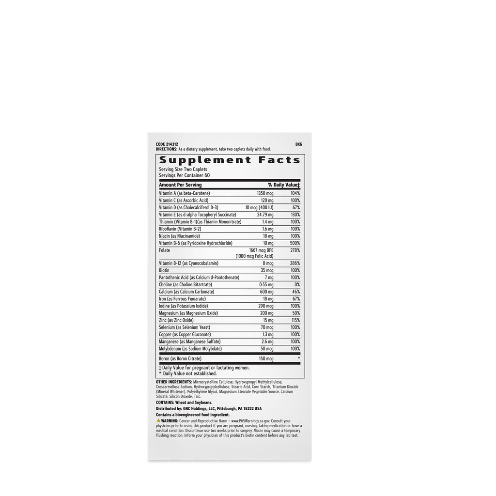 GNC Women's Prenatal Formula with Iron - 120 Caplets (60 Servings)