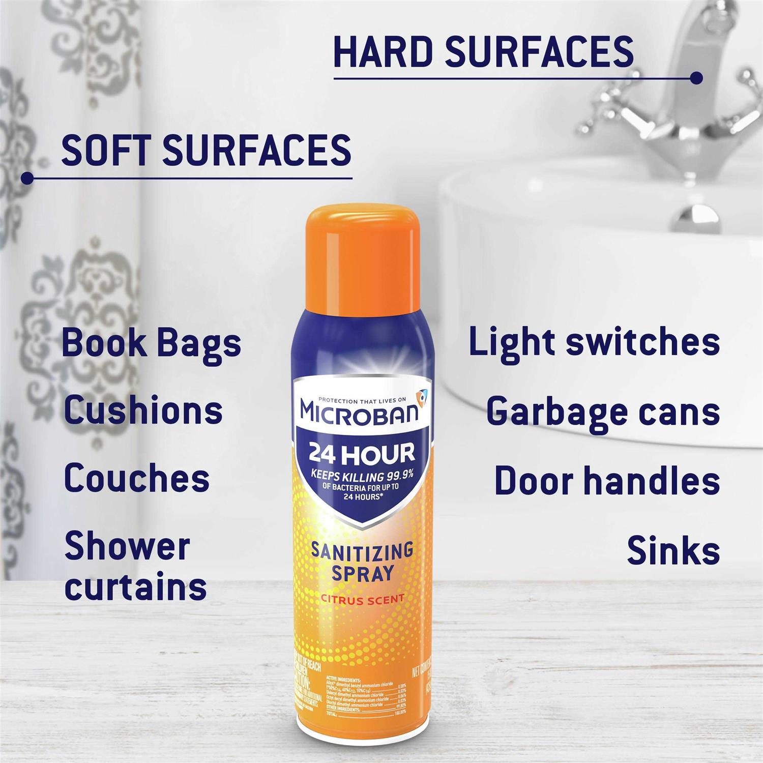Microban 24 Hour Disinfectant Sanitizing Spray