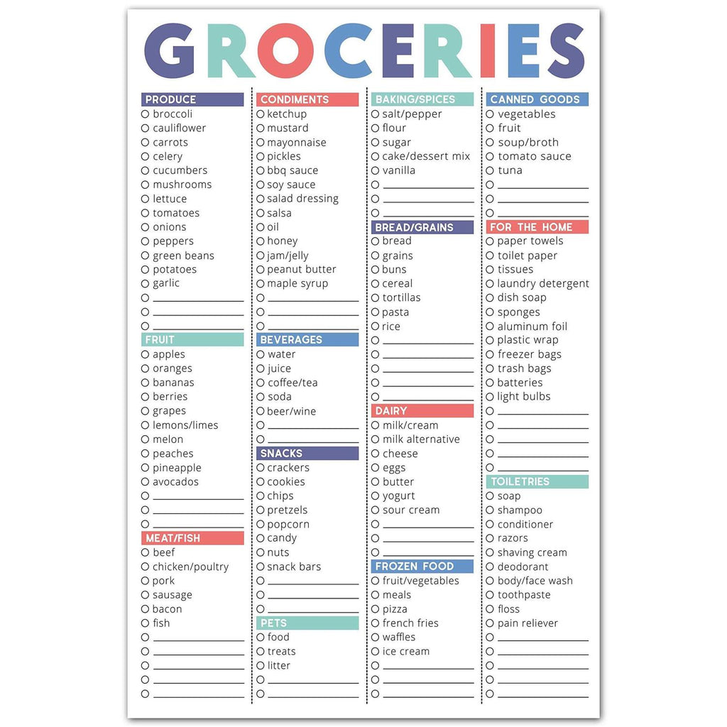 Sweetzer & Orange FastCheck Grocery List Magnet Pad for Fridge. 6×9 Magnetic Notepad with Printed Shopping List Items and Blank Grocery Shopping