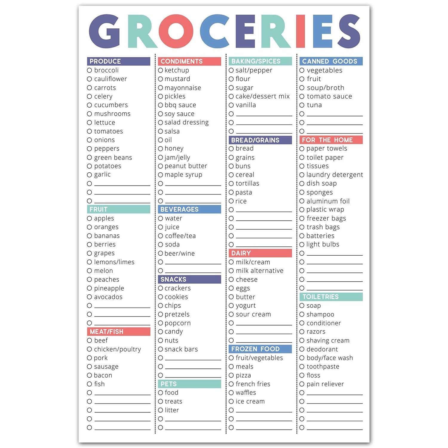Sweetzer & Orange FastCheck Grocery List Magnet Pad for Fridge. 6×9 Magnetic Notepad with Printed Shopping List Items and Blank Grocery Shopping