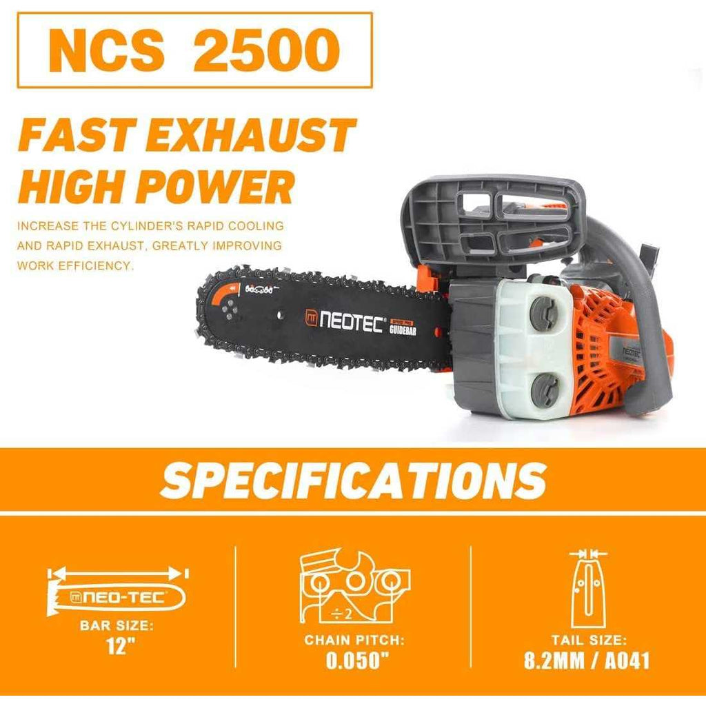 Neo-Tec 12&” Top Handle Gas Chainsaw,2-Stroke 25.4cc Portable Chain Saws