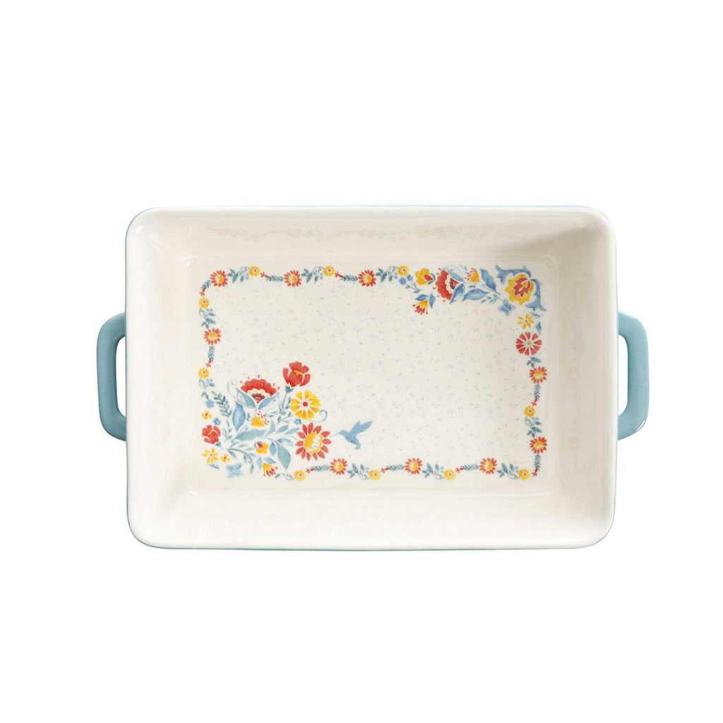 The Pioneer Woman Sweet Romance Blossoms Red Teal 2-Piece Rectangular Ceramic Baking Dish