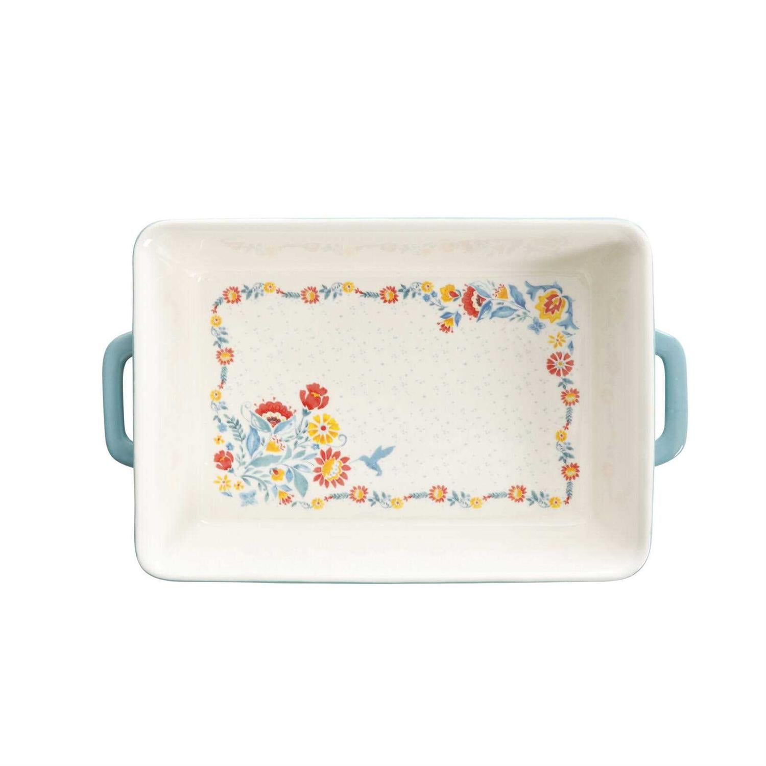 The Pioneer Woman Sweet Romance Blossoms Red Teal 2-Piece Rectangular Ceramic Baking Dish