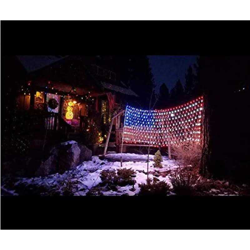 420 Led American Advanced Flag String Lights Waterproof Led Flag Net Light of The United States for Yard,Garden Decoration