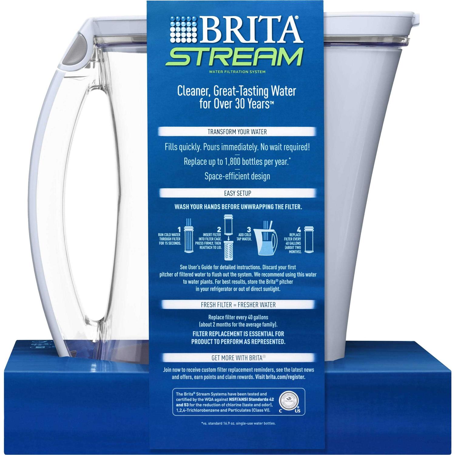Brita Stream 12-Cup Filter as You Pour Water Pitcher