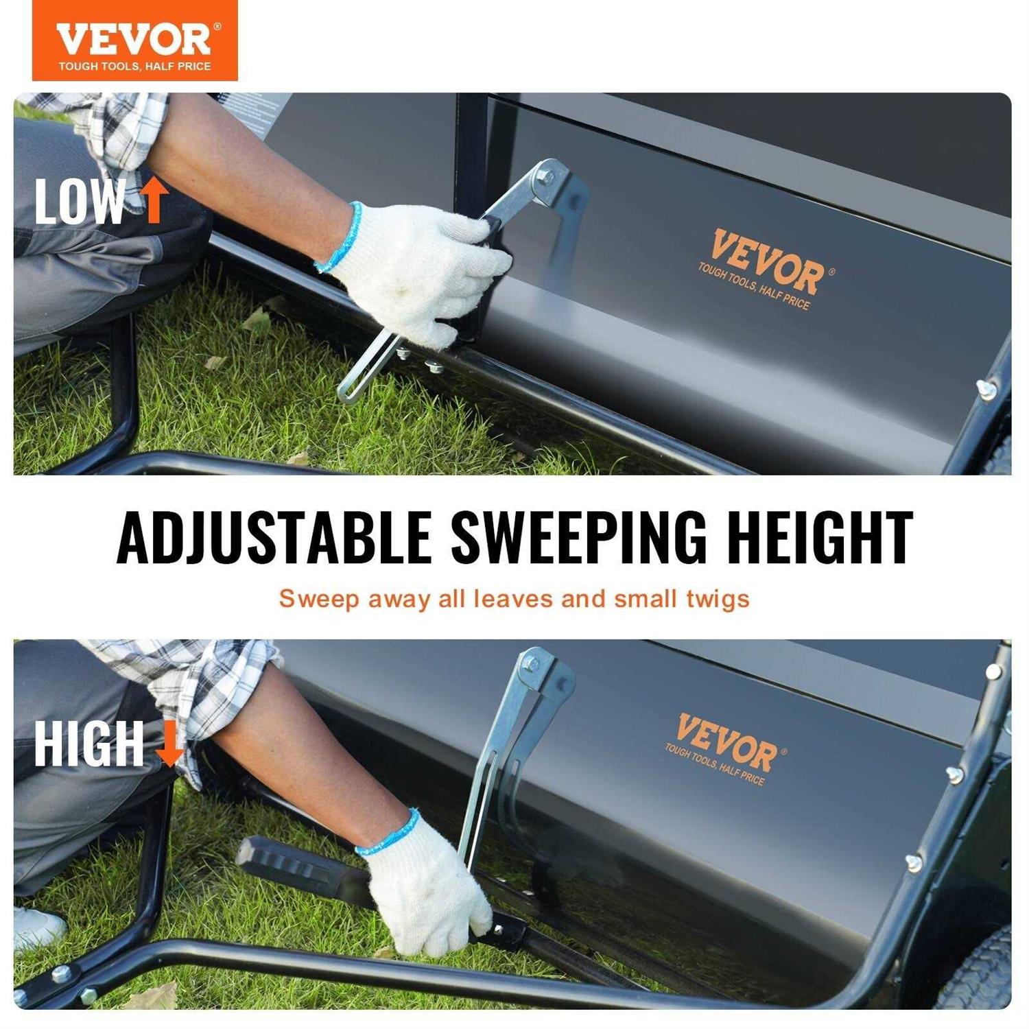 VEVOR Tow Behind Lawn Sweeper Large Capacity