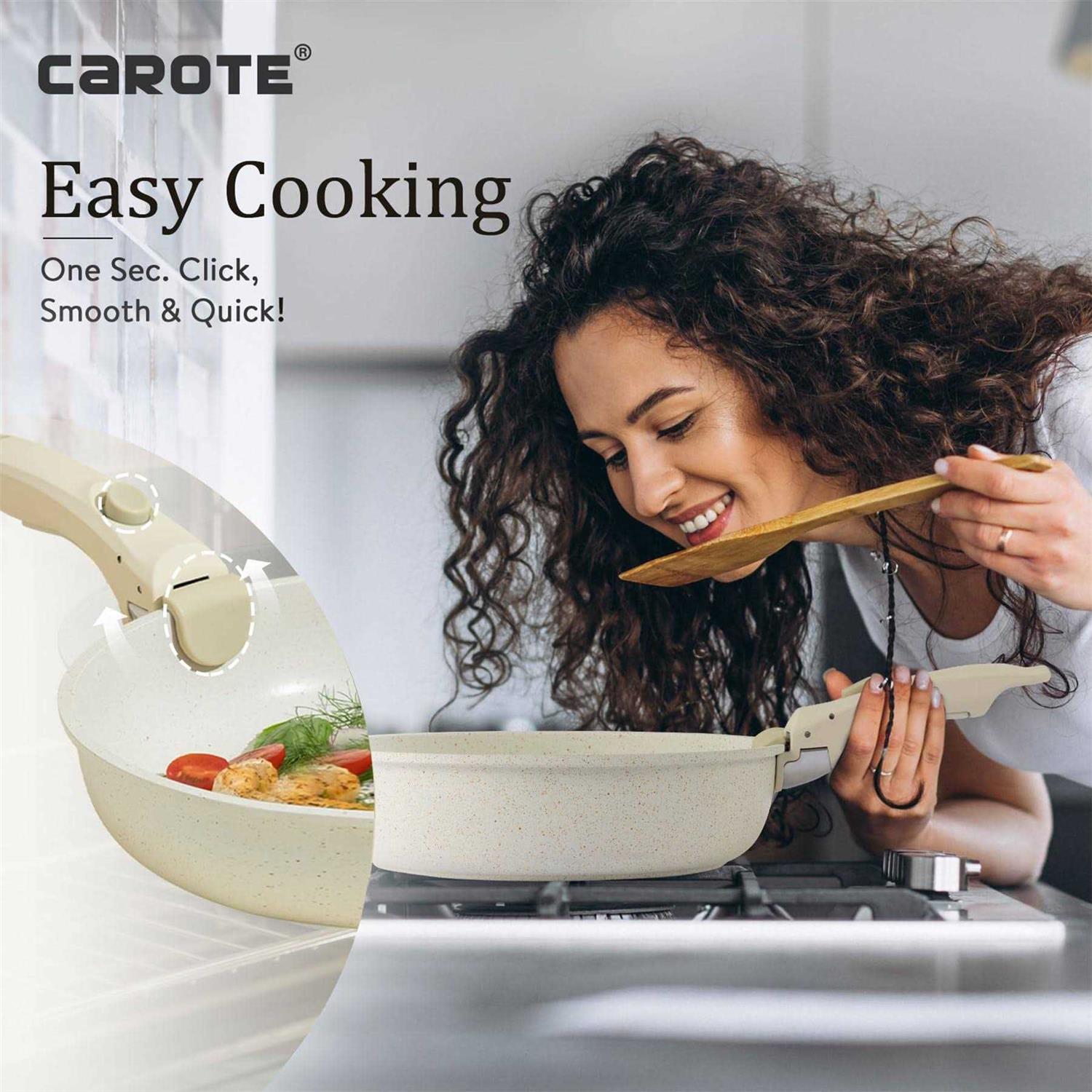 CAROTE 11pcs Pots and Pans Set Nonstick Cookware Sets Detachable Handle