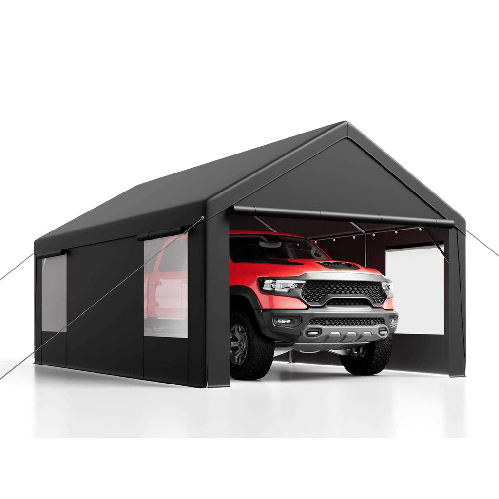 Luckyberry 10’x 20′ Heavy Duty Carport with Roll-up Ventilated Windows