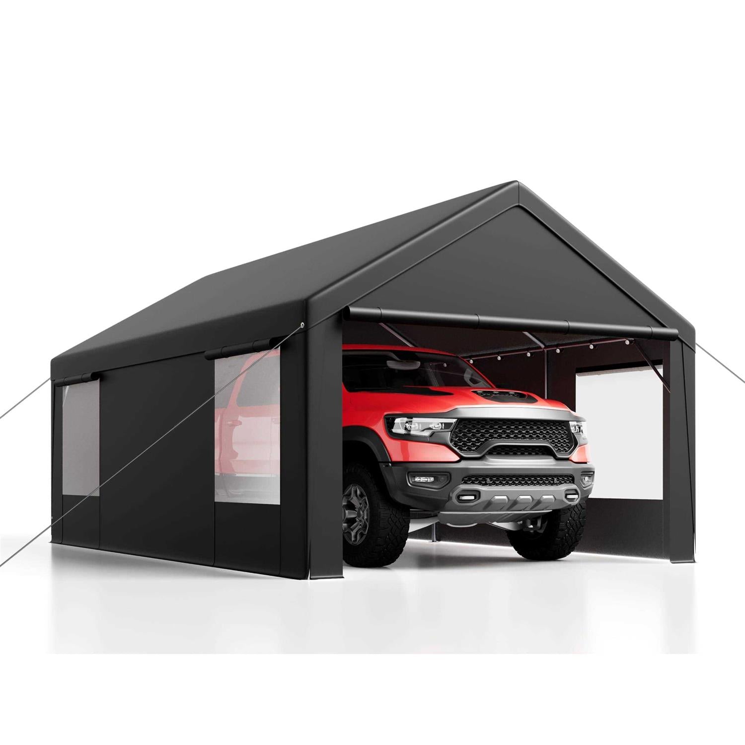 Luckyberry 10’x 20′ Heavy Duty Carport with Roll-up Ventilated Windows