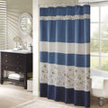 Madison Park Serene Faux Silk Embroidered Floral Shower Curtain