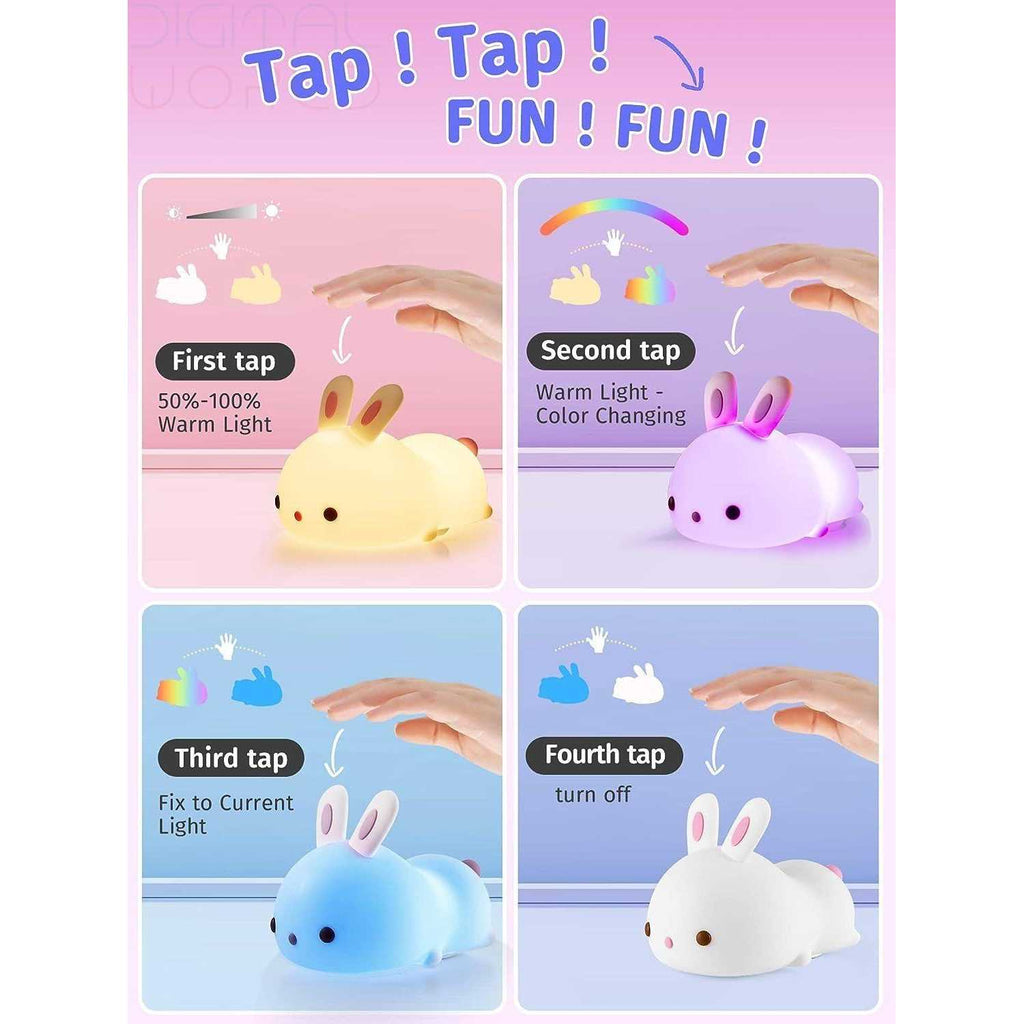 One Fire Night Light for Kids Bunny Cute Lamp,16 Colors Cute Night Light Kids Night Light,Rechargeable Baby Night Light Toddler Night Light