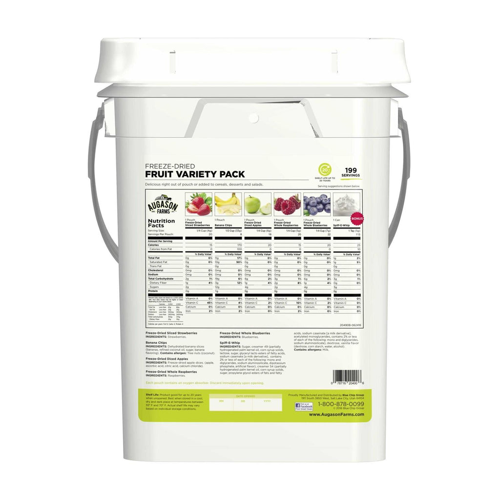 Augason Farms Freeze Dried & Dehydrated Fruit Variety Pail