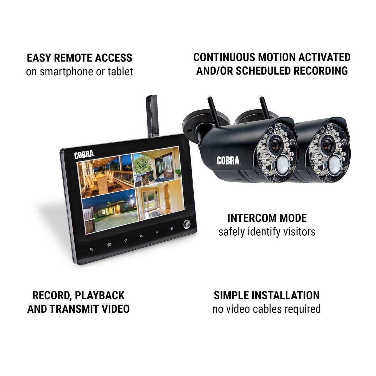 Cobra 4 Channel Wireless Surveillance System with 2 Cameras
