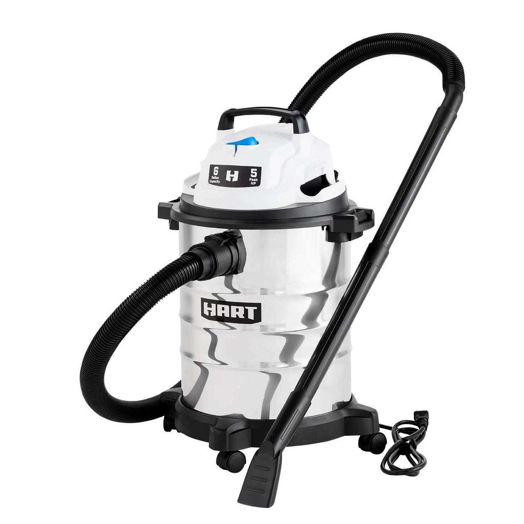 Hart 6 Gallon 5 Peak HP Stainless Steel Wet/Dry Vacuum with Bonus Car Cleaning Kit