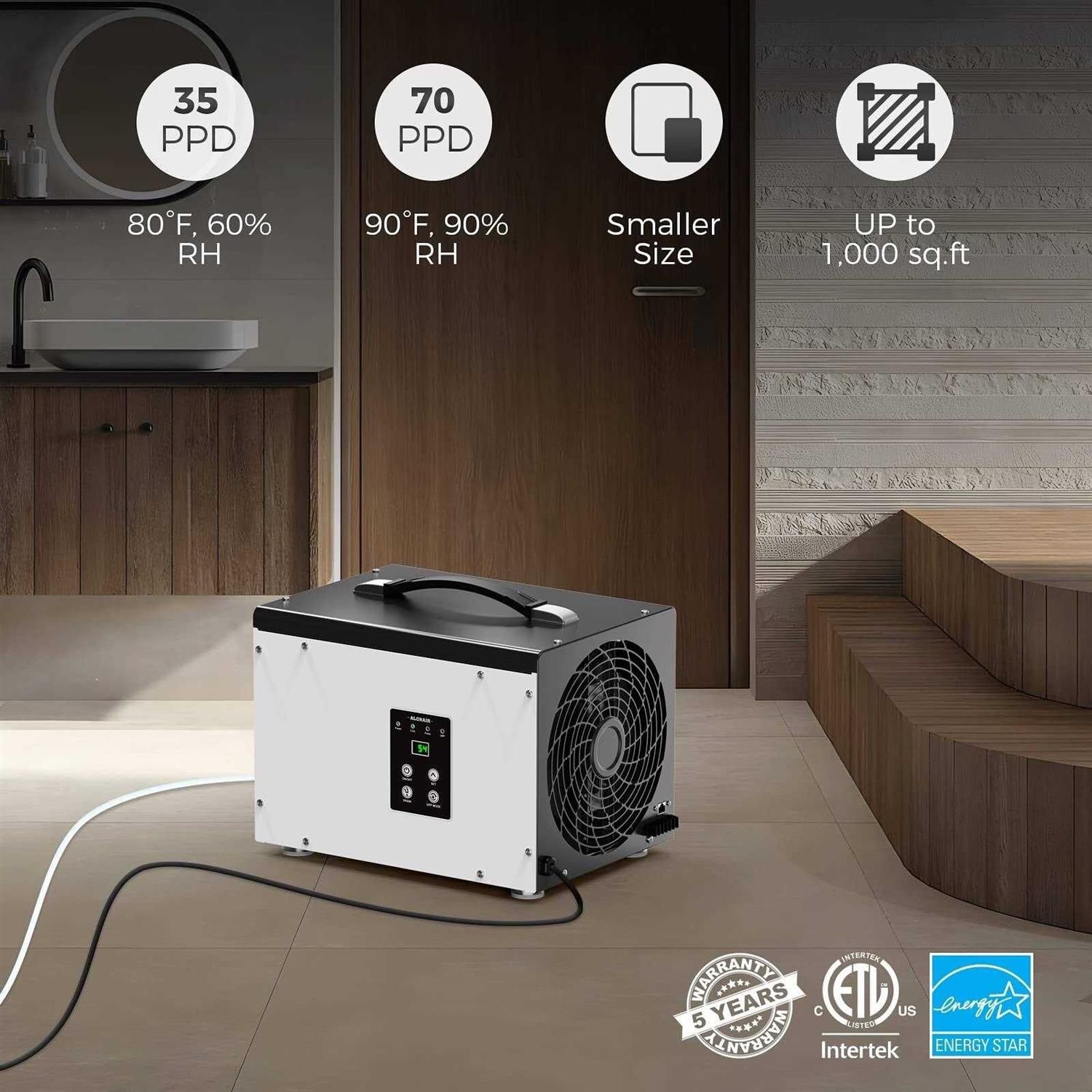 ALORAIR Crawl Space/Basement Dehumidifier 70 Pint Dehumidifier