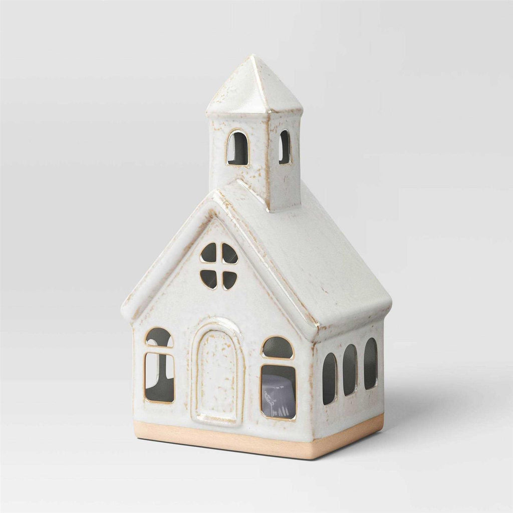 Wondershop 6.875 Battery Operated LED Lit Ceramic Church Christmas Village Building