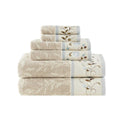 Madison Park Serene Embroidered Cotton Jacquard 6 Piece Towel Set
