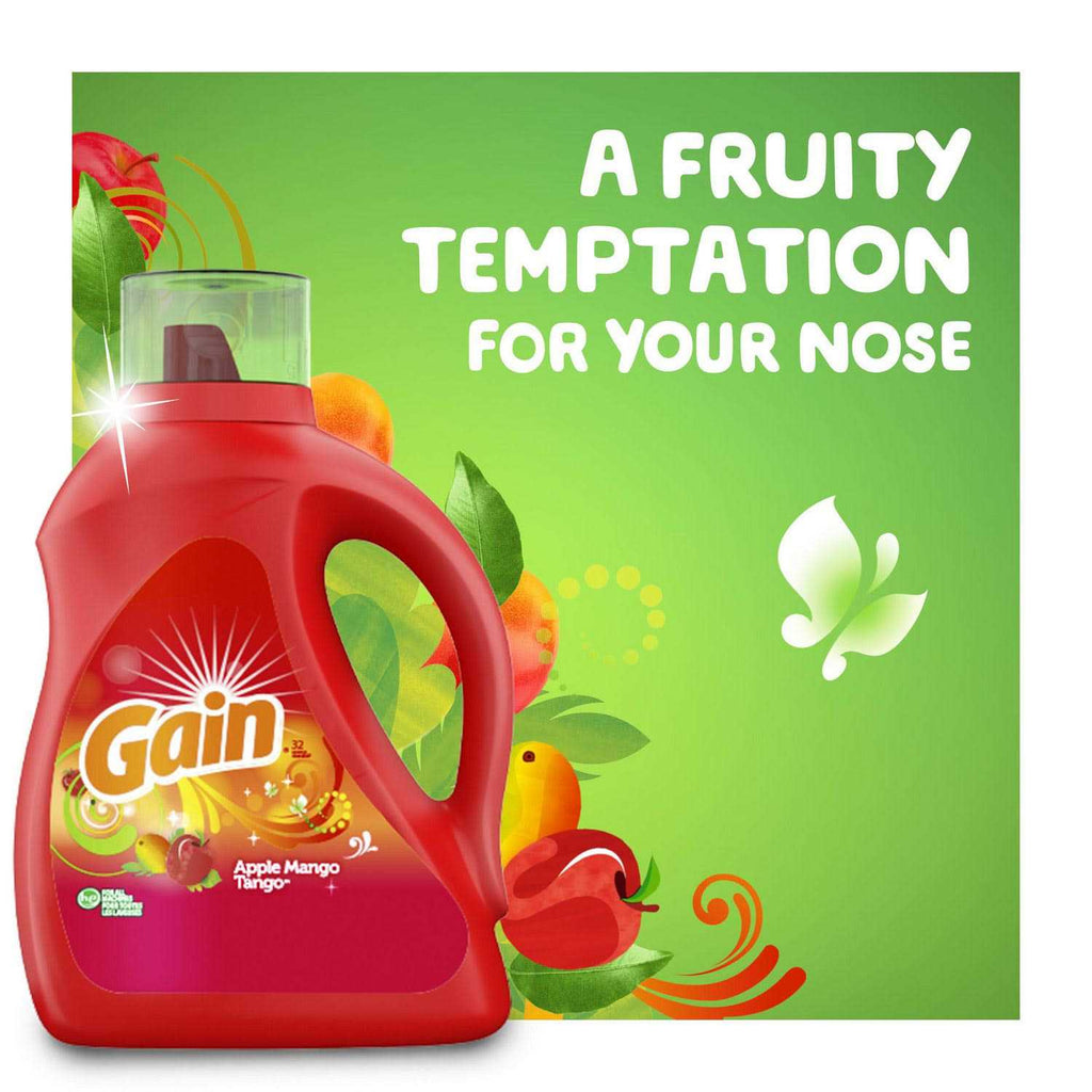 Gain Aroma Boost Liquid Laundry Detergent Apple Mango Tango Scent