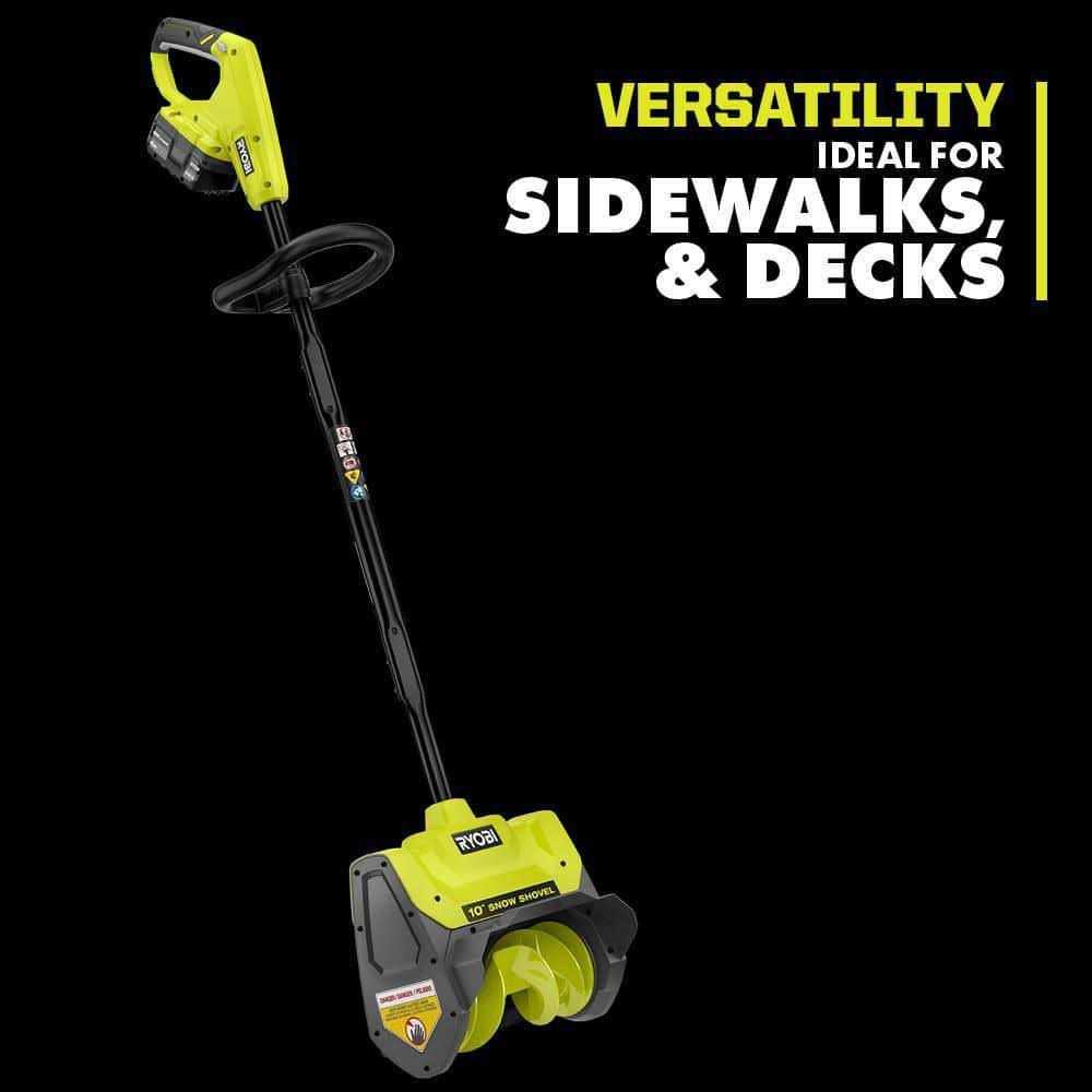 RYOBI ONE+ 18V 10 in. Cordless Electric Snow Shovel with Salt Spreader, 4.0 Ah Battery, and Charger