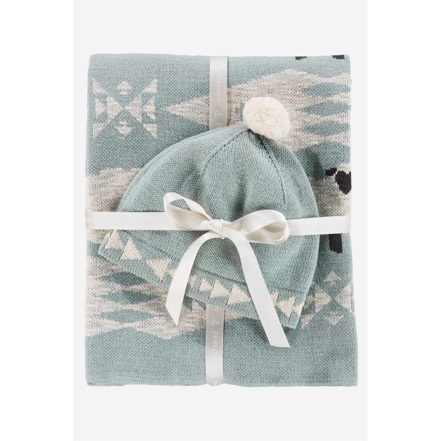 Pendleton Knit Baby Blanket with Beanie