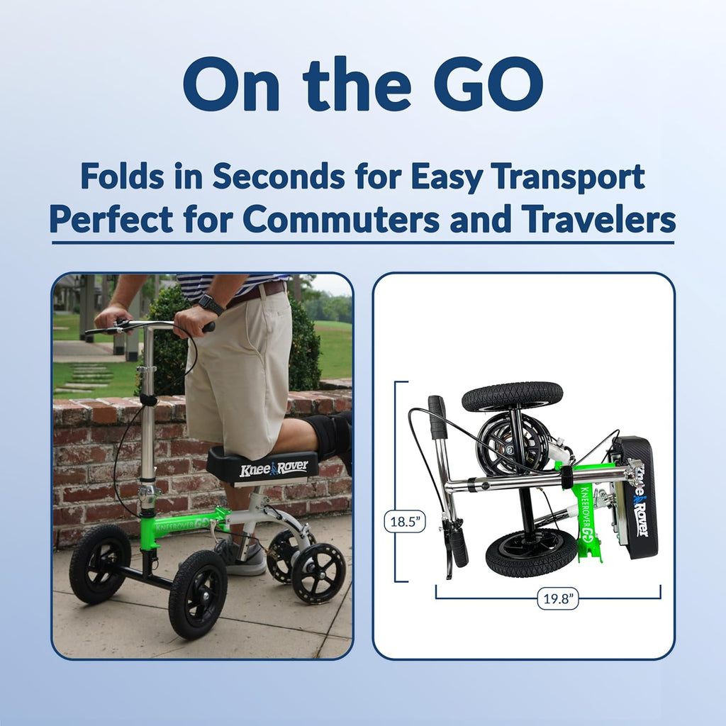 Hybrid – Most Compact All Terrain Knee Scooter for Adults for Foot Surgery Heavy Duty Knee Walker for Broken Ankle Foot Injuries Recovery Leg Scooter Best Knee Crutch Alternative (Green)