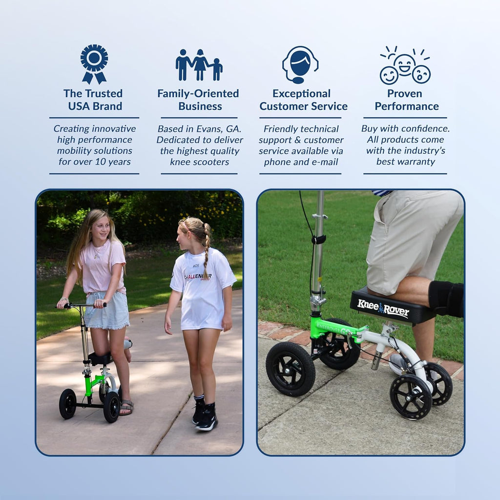 Hybrid – Most Compact All Terrain Knee Scooter for Adults for Foot Surgery Heavy Duty Knee Walker for Broken Ankle Foot Injuries Recovery Leg Scooter Best Knee Crutch Alternative (Green)