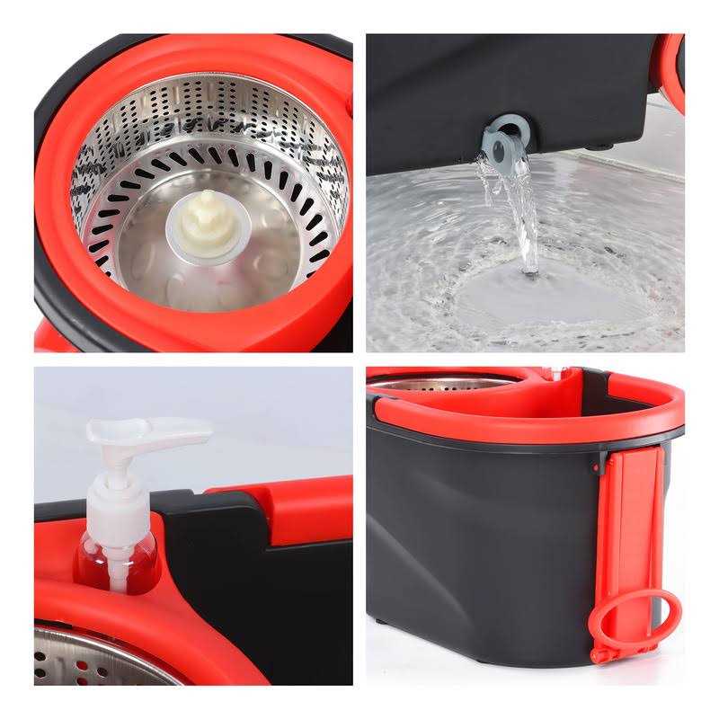 Spin Mop Bucket, Microfiber Spin Mop and Bucket Floor Cleaning System, Mop and Bucket with Wringer Set