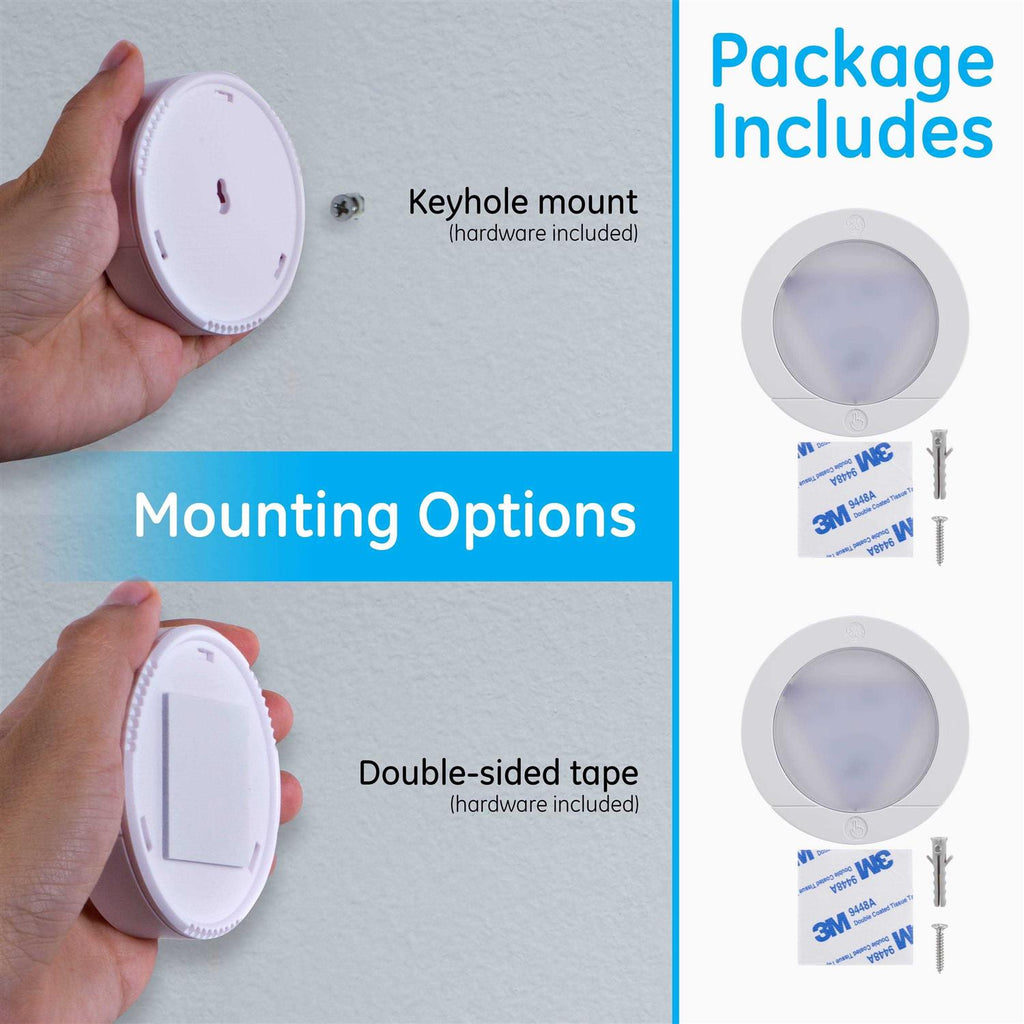 GE Wireless LED Puck Lights Battery Operated 20 Lumens Touch Light