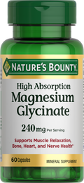 Nature's Bounty Magnesium Glycinate, 240 mg, 60 Capsules