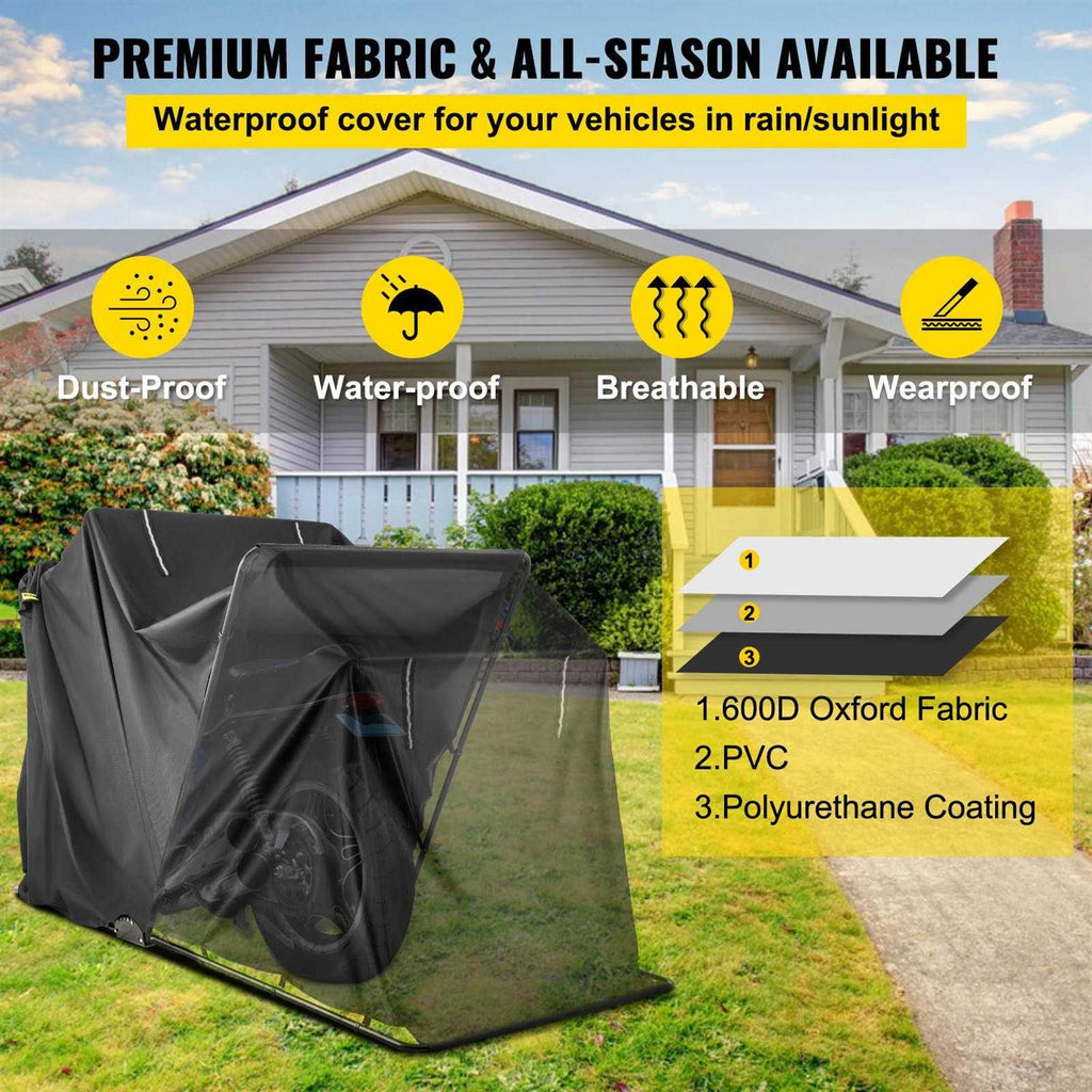 VEVOR Motorcycle Shelter Waterproof Motorcycle Cover Heavy Duty Motorcycle Shelter Shed