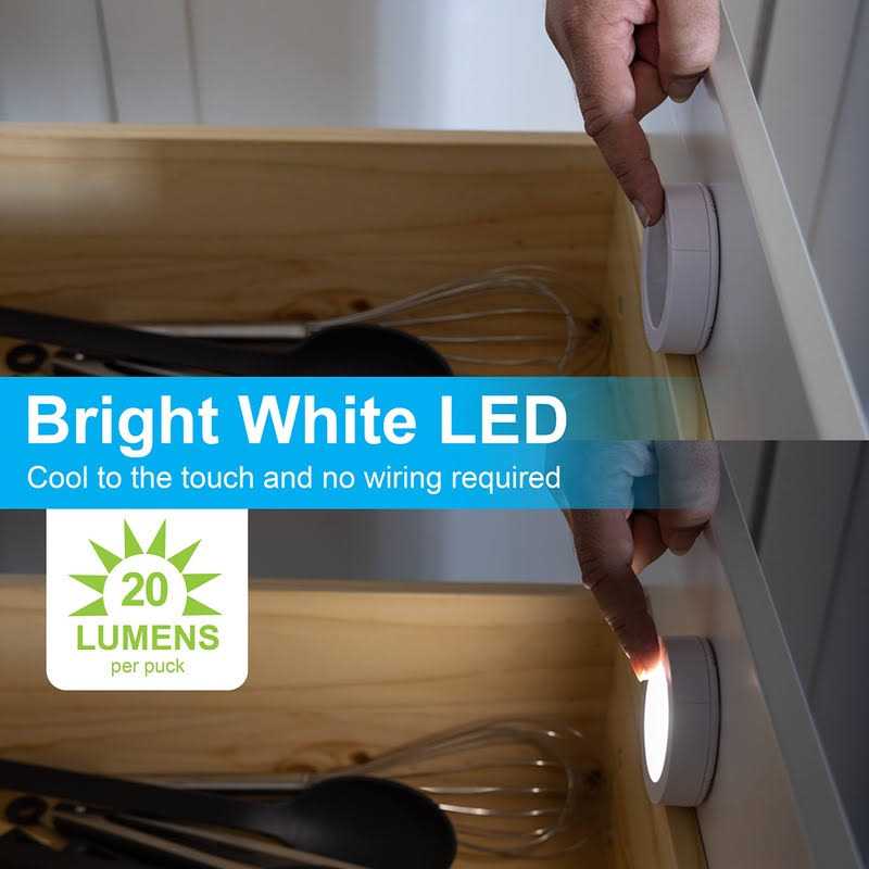 GE Wireless LED Puck Lights Battery Operated 20 Lumens Touch Light