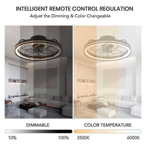 FANNEHONNE 19 in. Indoor Integrated LED Modern Farmhouse Ceiling Fan with Light
