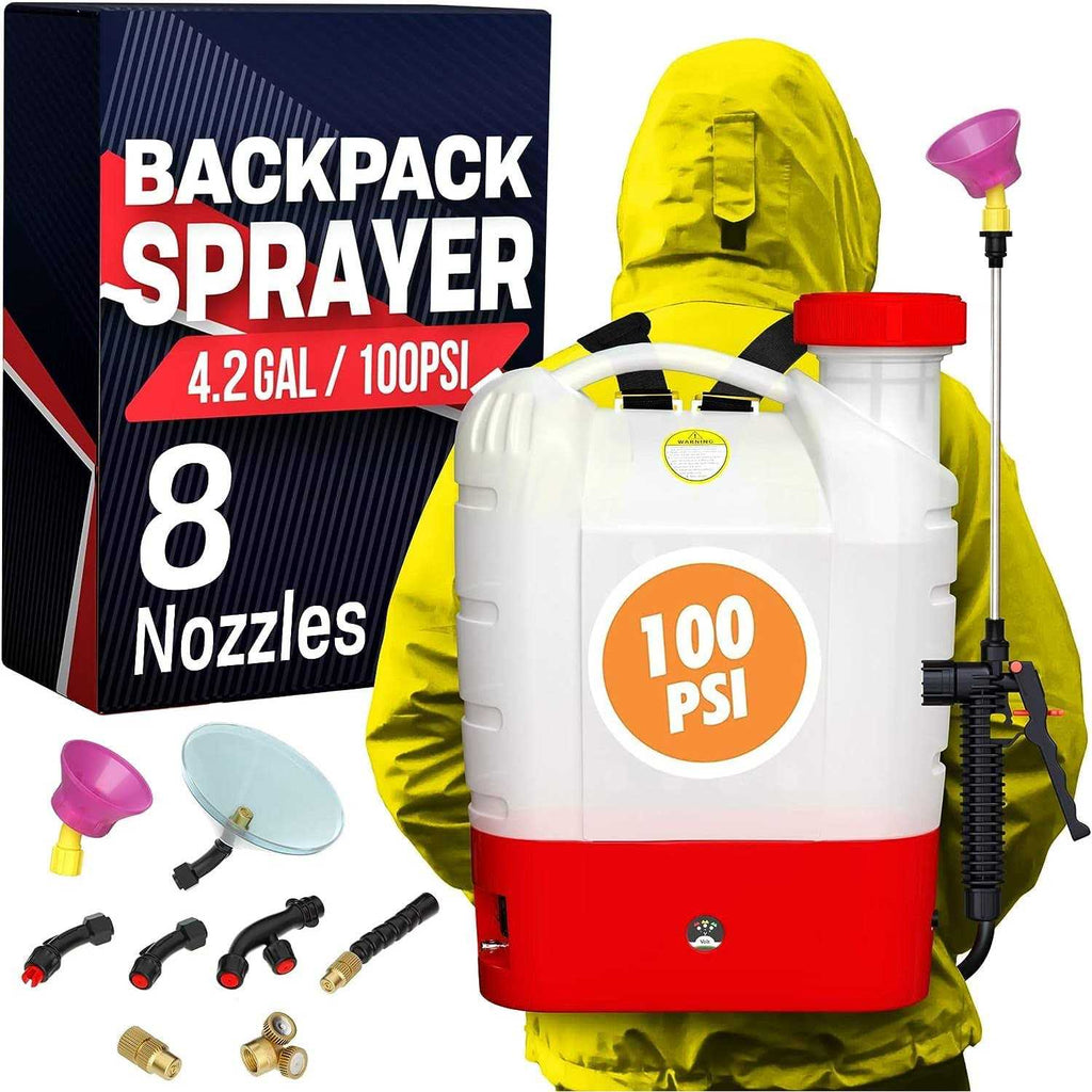 NPGLOBAL 4.2 Gallon Battery Backpack Sprayer 8 Nozzles