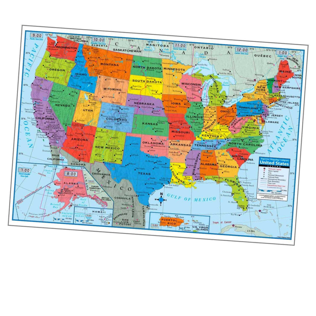 Kappa Superior Mapping Company United States Poster Size Wall Map 40 X 28 With Cities