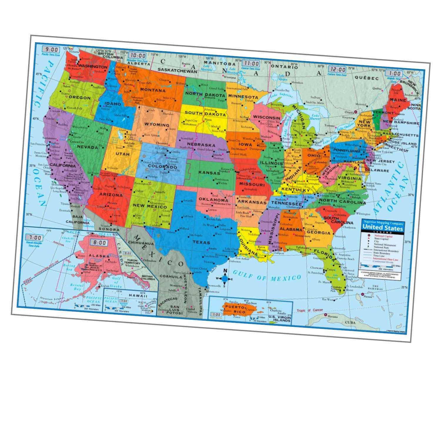 Kappa Superior Mapping Company United States Poster Size Wall Map 40 X 28 With Cities