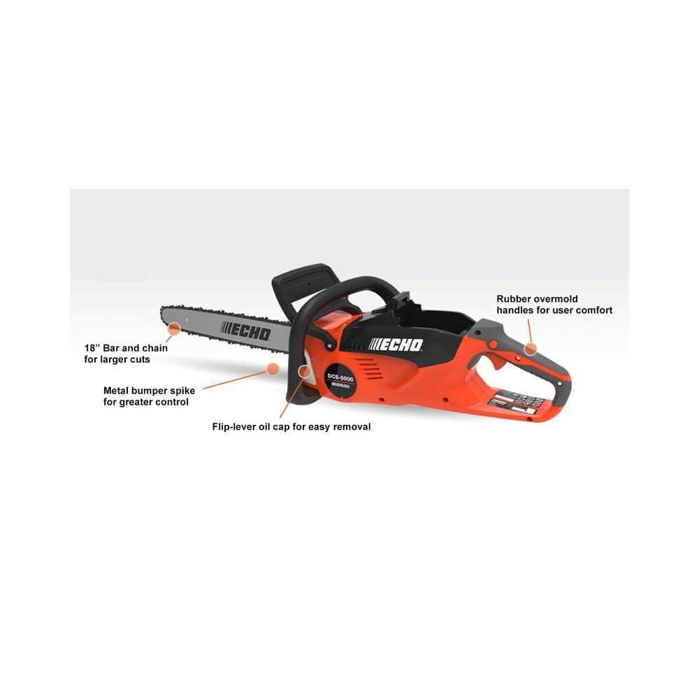 Echo eFORCE 18 in. 56V Battery Chainsaw with 5.0Ah Battery and Charger DCS-5000-18C2
