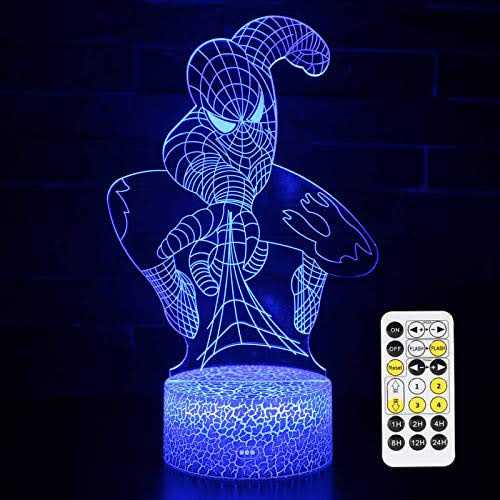 Superhero 3D Night Light,QIKI Spiderman Toys for Boys Fun Mens Gadget Gifts Ideas