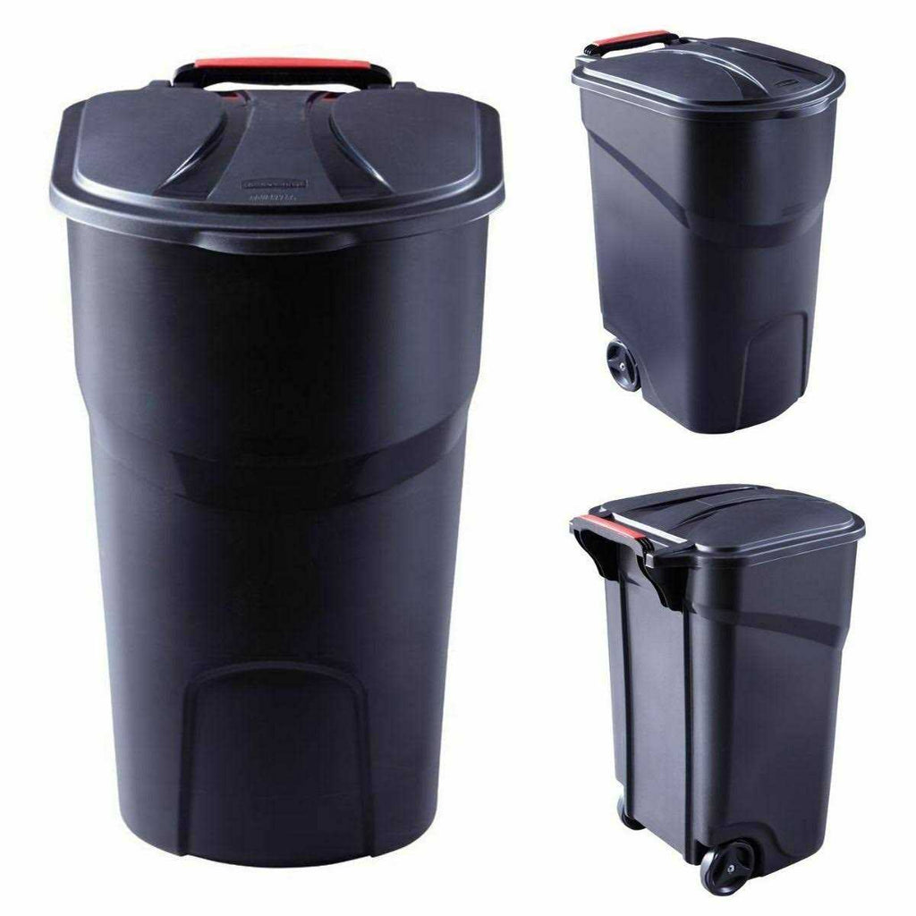 Rubbermaid Roughneck 45 gal. Black Wheeled Trash Can with Lid