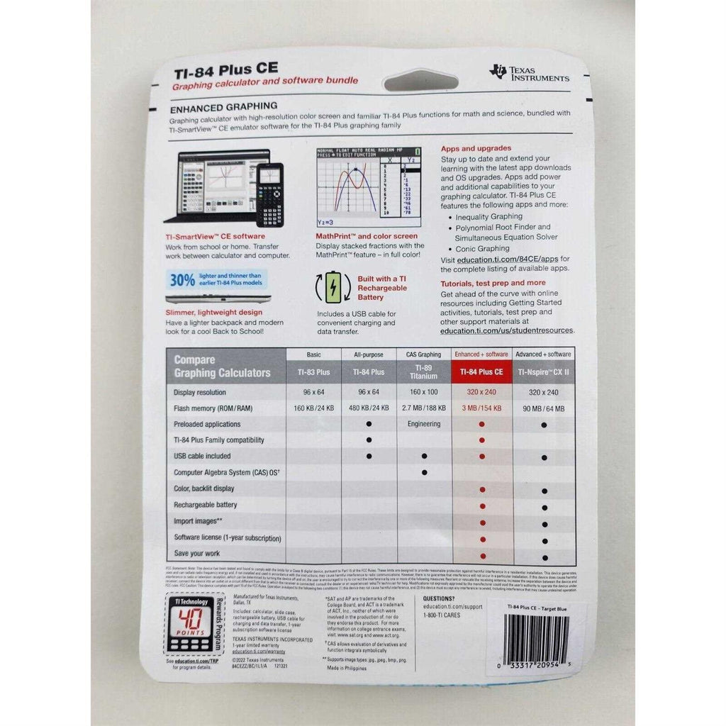 Calculator Graphing Texas Instruments Ti-84 Plus CE