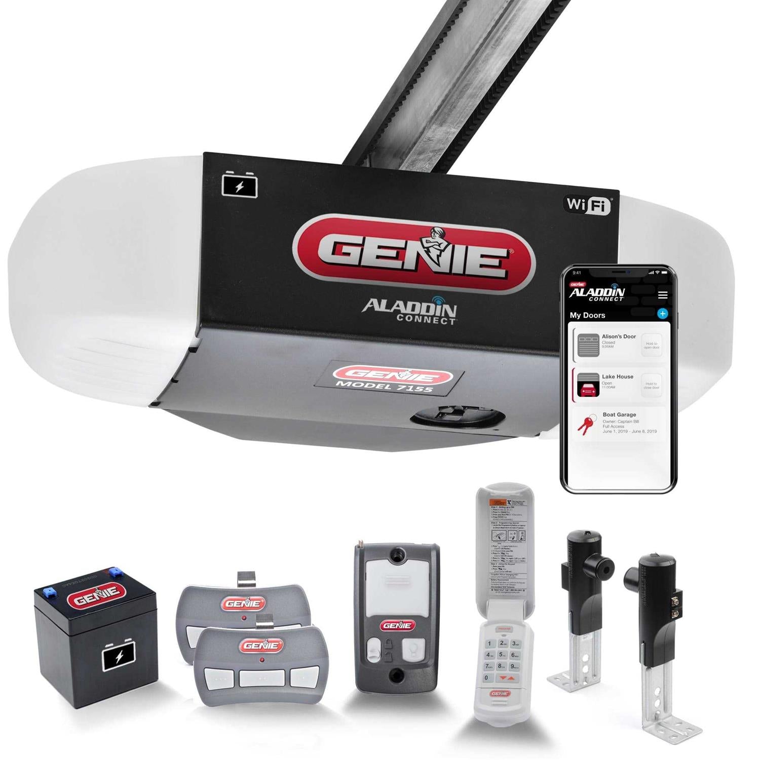 Genie 1-1/4 Hpc Smart Belt Drive Garage Door Opener Wi-fi Compatibility Battery Back-up 7155-TKVE