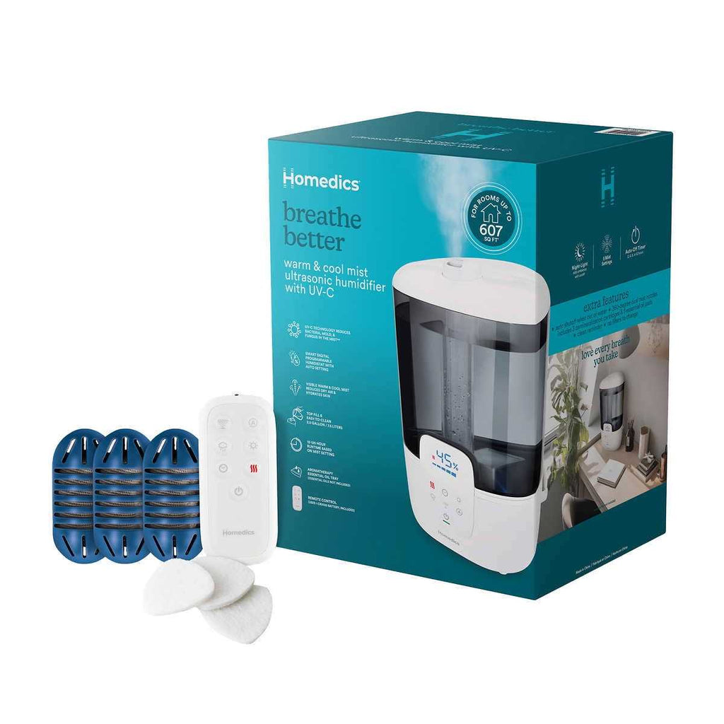 Homedics Warm/Cool Mist Ultrasonic Humidifier W/uv-c Technology & Remote