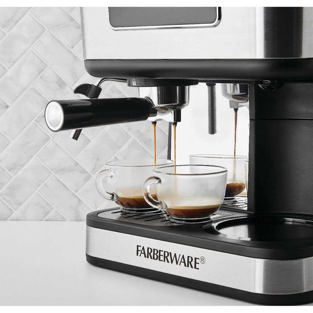 Farberware Dual Brew, 10 Cup Coffee + Espresso, Black and Stainless Finish