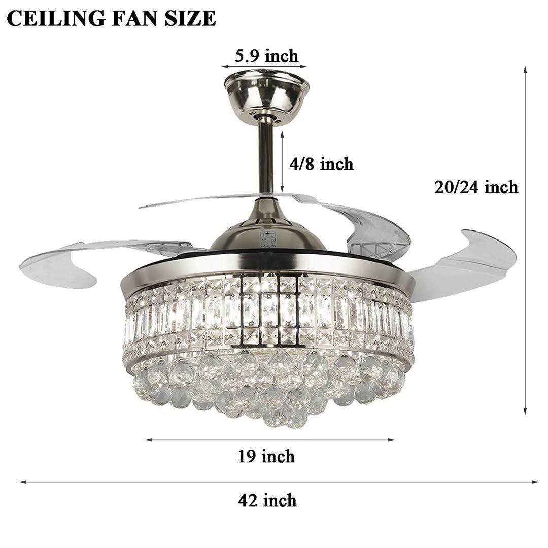LED Crystal Ceiling Fan with Remote Control And Light Kit Included Rosdorf Park