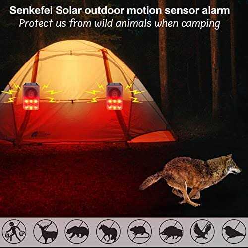 Solar Outdoor Motion Sensor Alarm Dog Barking & Gunshot Sound 130db Motion Detector Alarm Light,with Remote Controller for Home