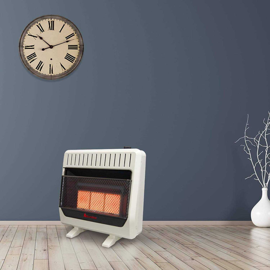 HearthSense 30,000 BTU, Ventless Dual Fuel Infrared Plaque Heater with Base and Blower