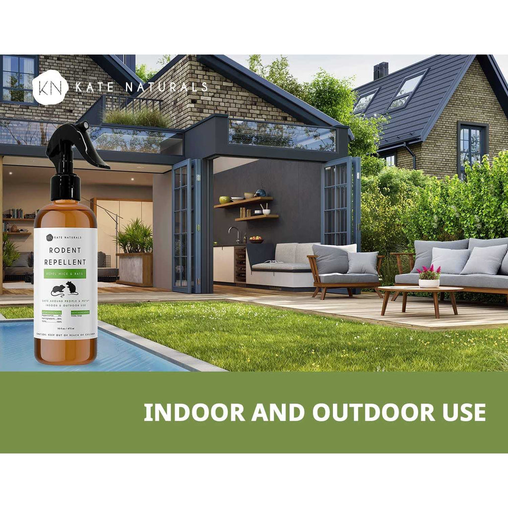 Rodent Repellent Spray with Peppermint Oil by Kate Naturals. Formulated with Peppermint Oil to Repel Mice and Rats. Non-Toxic Peppermint Spray