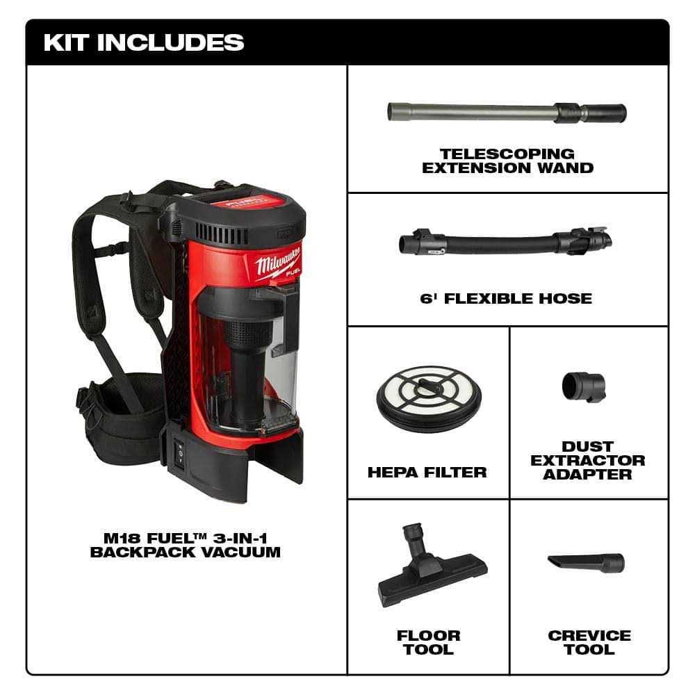 Milwaukee M18 FUEL 3-in-1 Backpack Vacuum 0885-20