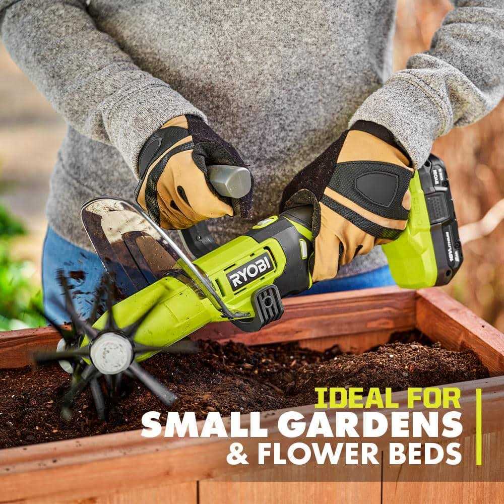 RYOBI ONE+ 18V Cordless Compact Battery Cultivator with 2.0 Ah Battery and Charger