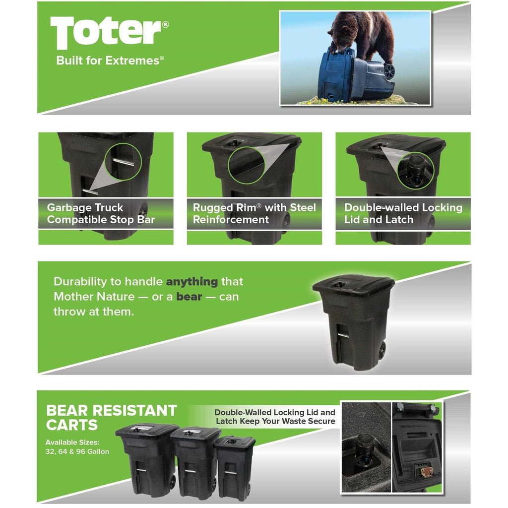Toter Black Bear-Tight Wheeled Trash Can